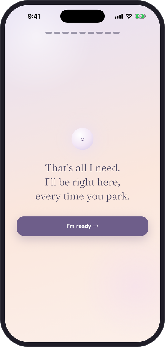 The final Lookback setup screen says “That’s all I need. I’ll be right here, every time you park.”